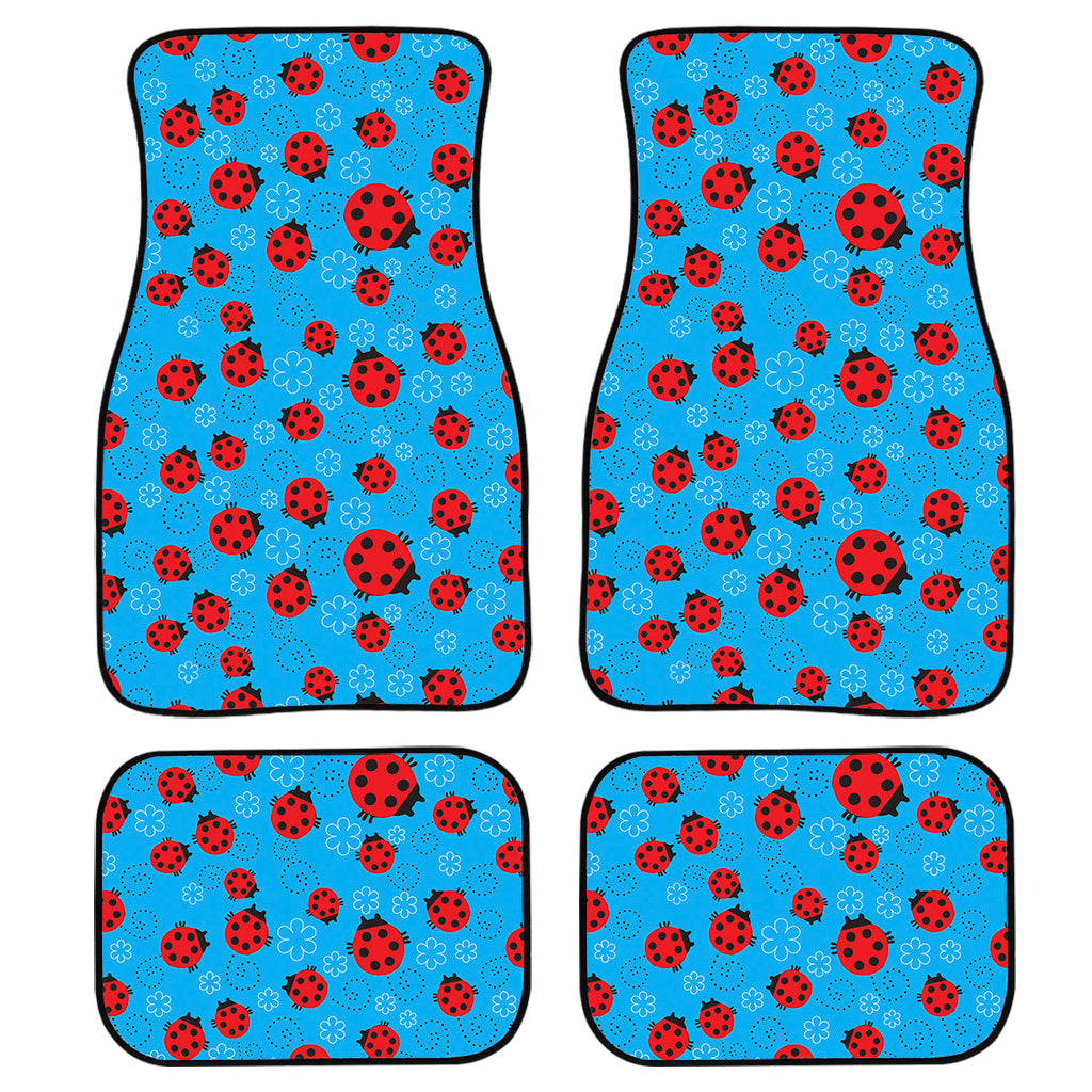 Cartoon Ladybird Pattern Print Front And Back Car Floor Mats, Front Car Mat