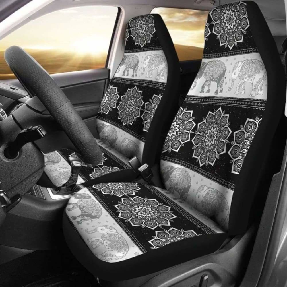 Flower Mandala Elephant Black Car Seat Covers 202820