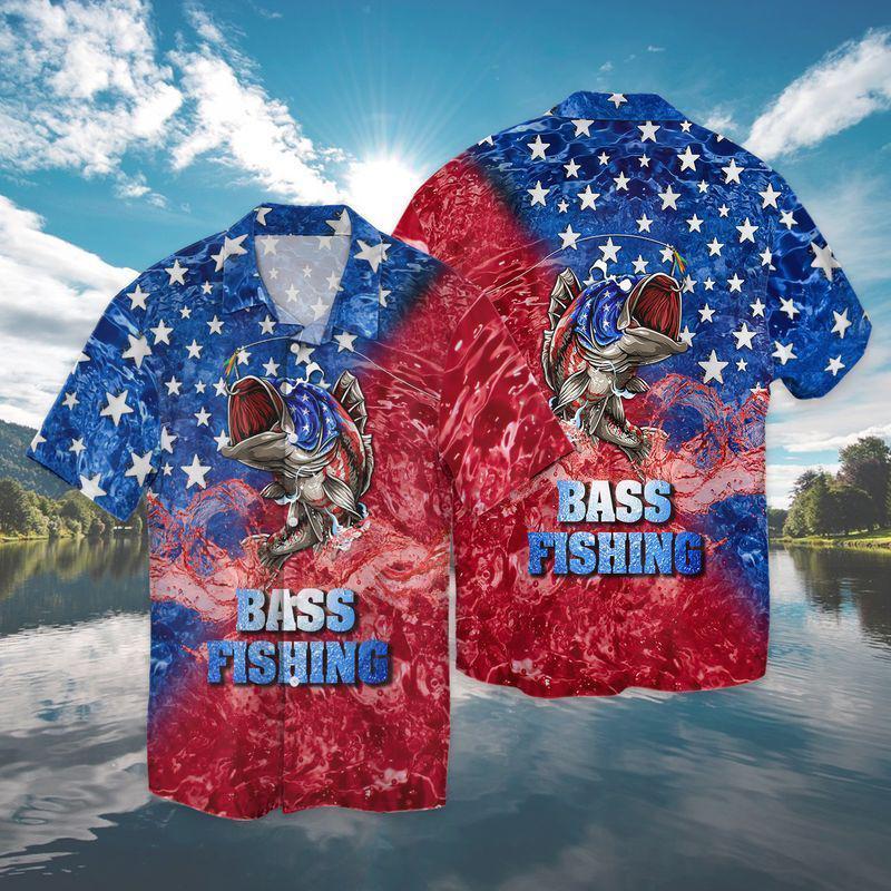 Of July Independence Day Bass Fishing American Flag Hawaii Shirt For Men Women Ha41770