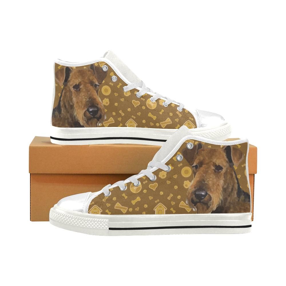 Welsh Terrier Dog White Mens Classic High Top Canvas Shoes