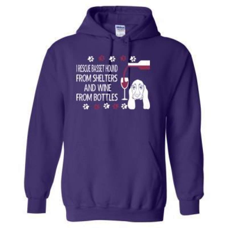 AGR Rescue Basset Hound From Shelters Wine From Bottles – Heavy Blend™ Hooded Sweatshirt