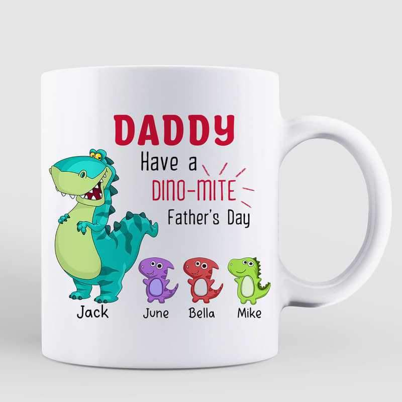 Happy Father‘s Day Dino-mite Dinosaur Personalized Mug