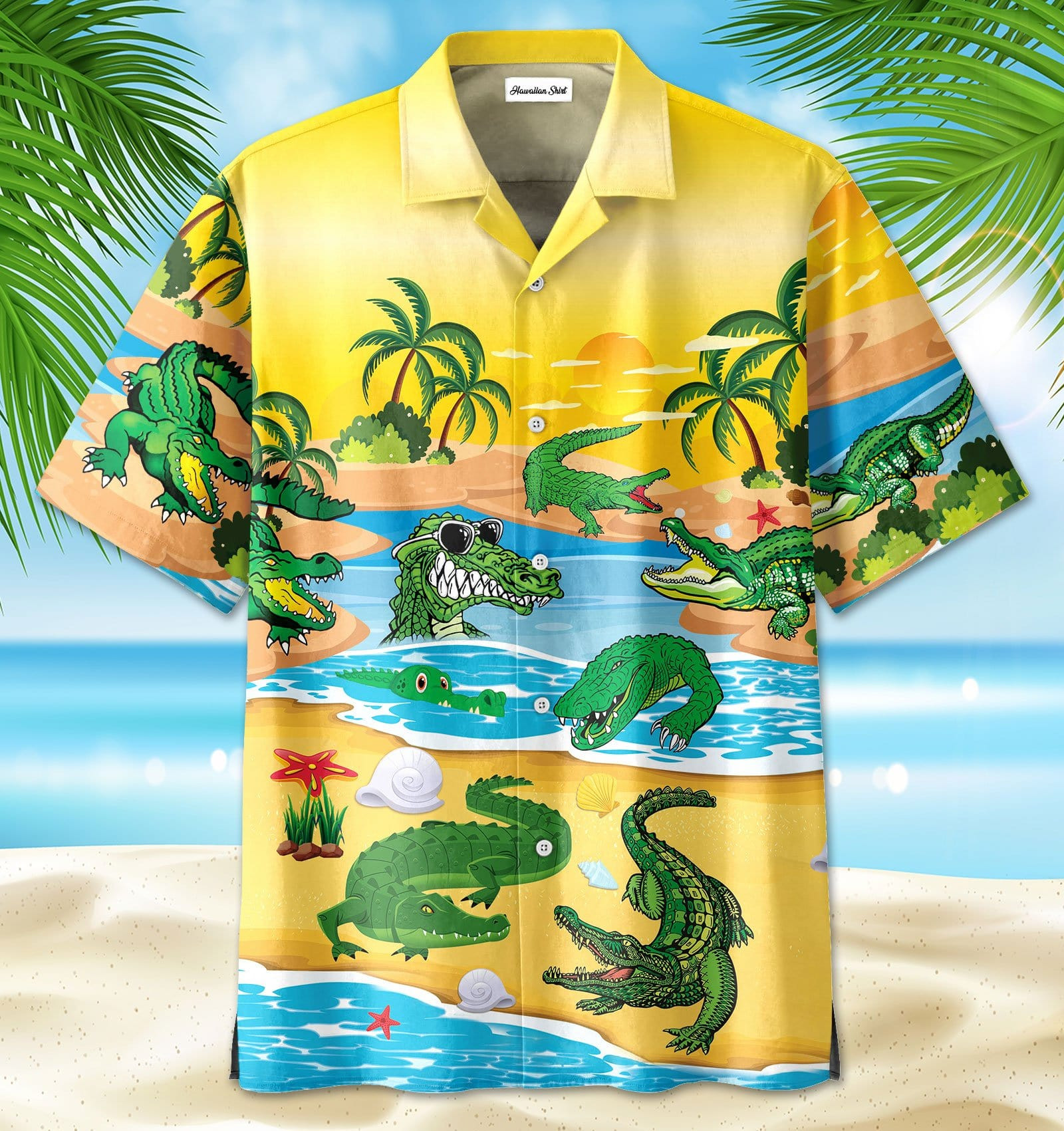 Crocodile Alligator On The Beach Hawaii Aloha Shirts Dh Ha88103