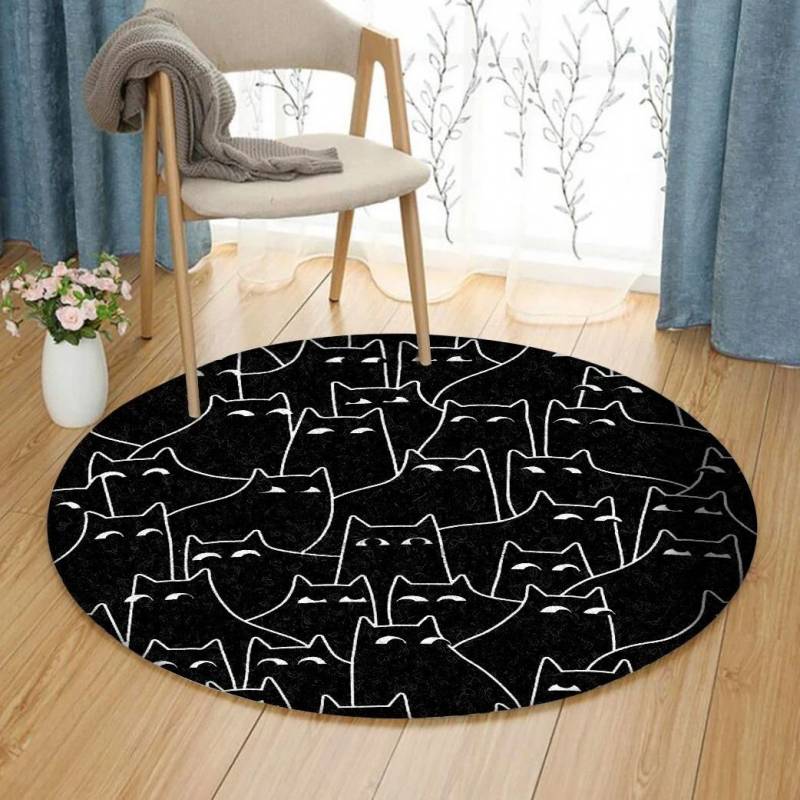 Black Cat Eyes Emotions NTA020398 Round Rug