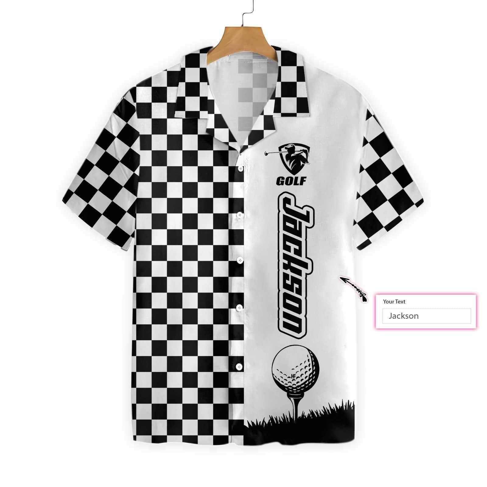 Check Out This Awesome Personalized Name Checkboard Style Golf Hawaii Aloha Shirts L Ha27460