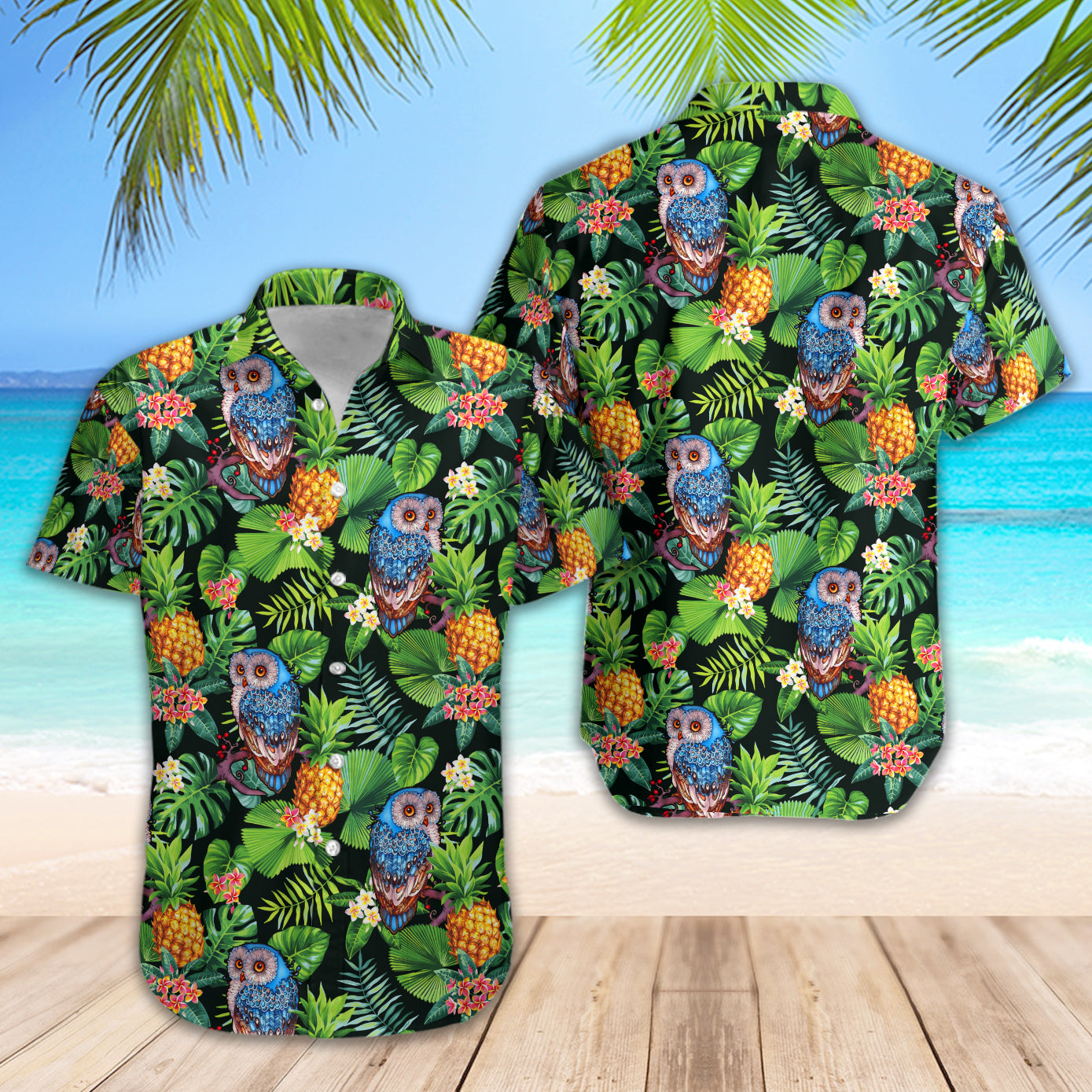 Owl Pineapple Tropical Summer Cool Leaf Hawaii Shirt 0921 Ha71400