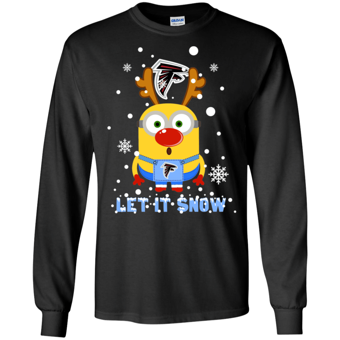 Buy Minion Atlanta Falcons Ugly Christmas Sweaters Let It Snow Ls Cotton T-Shirt