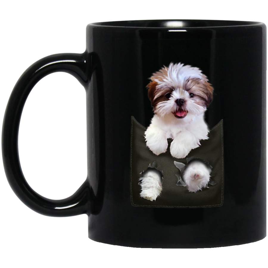 Shih Tzu In Pocket Puppy 11 oz 15 oz Mug Black