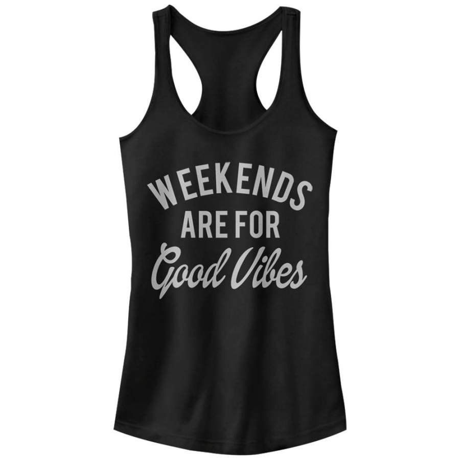 CHIN UP Junior’s Weekends are for Good Vibes  Racerback Tank Black