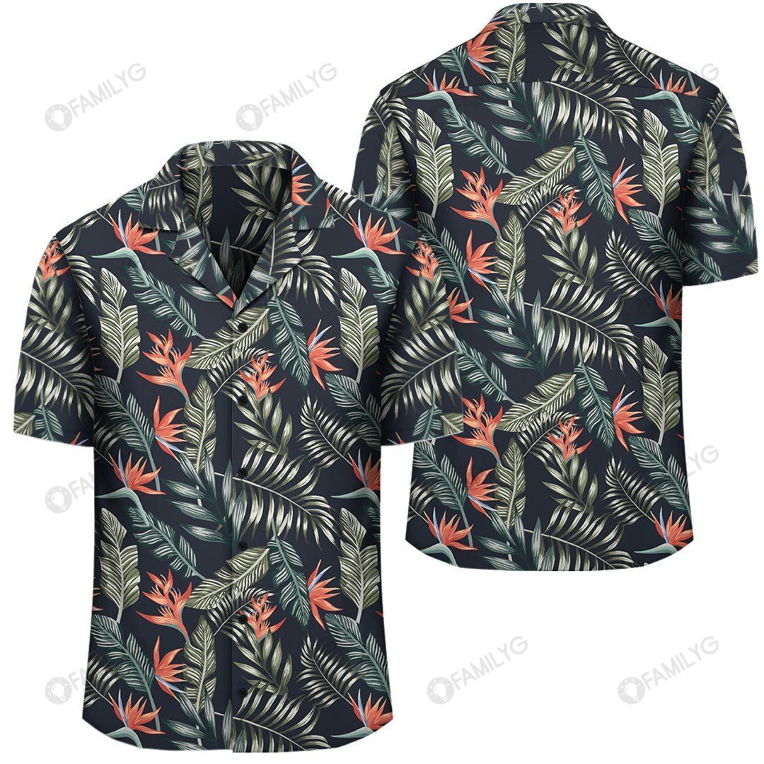 Tropical Strelitzia Black Hawaiian Shirt Summer Hawaiian For Men, Women, Couple