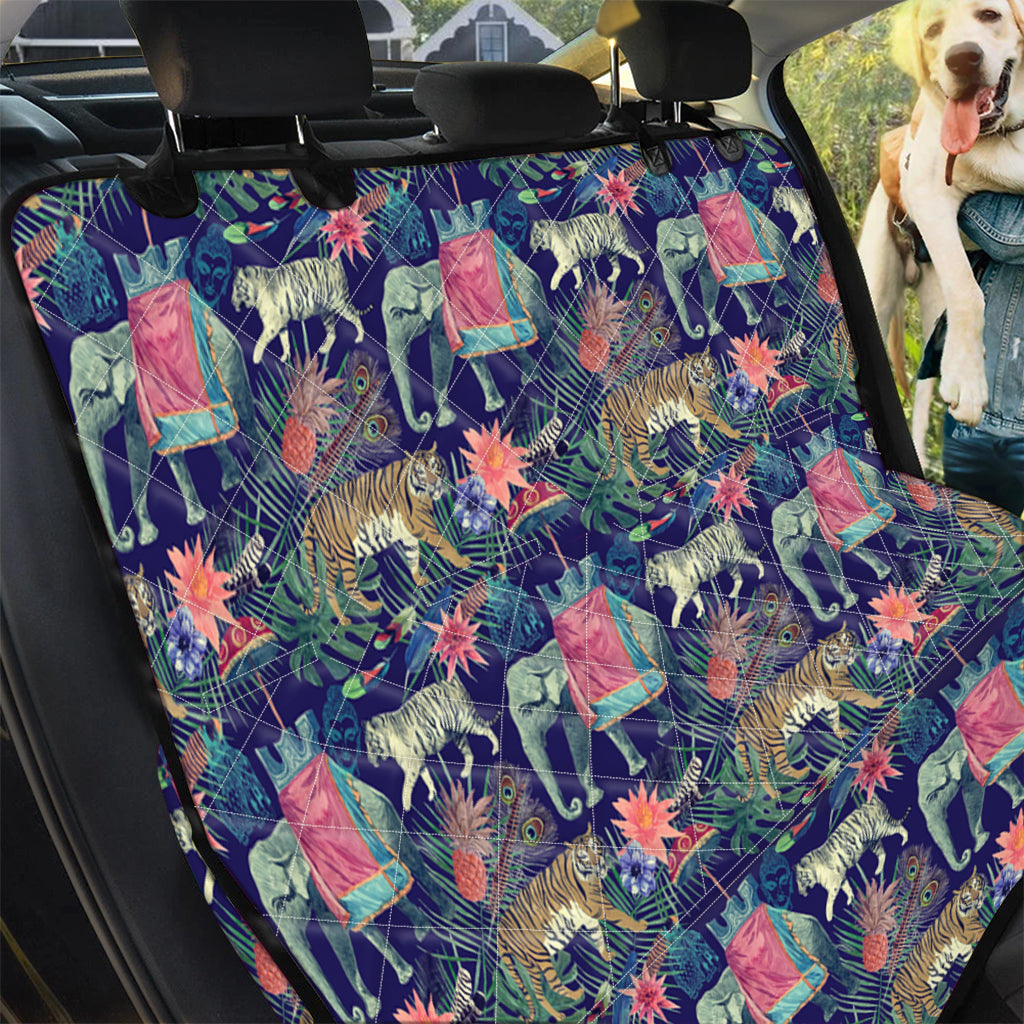 Asian Elephant And Tiger Print Pet Car Back Seat Cover