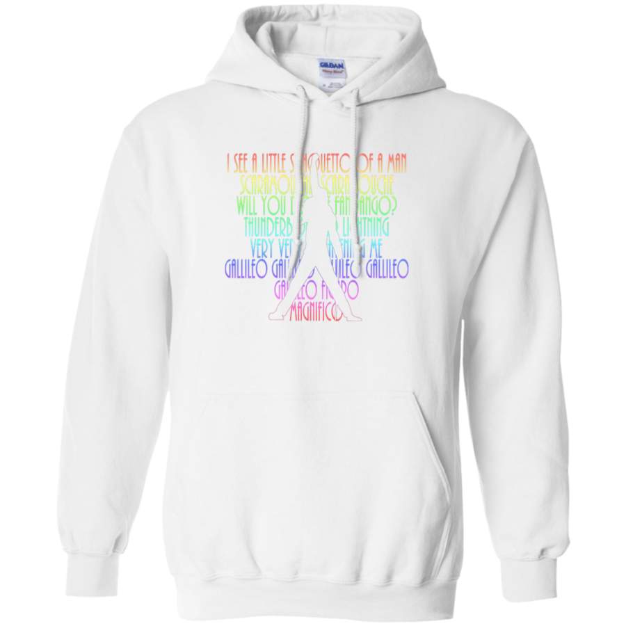 AGR BOHEMIAN RHAPSODY Lyrics With Freddie Silhouette Gildan Pullover Hoodie