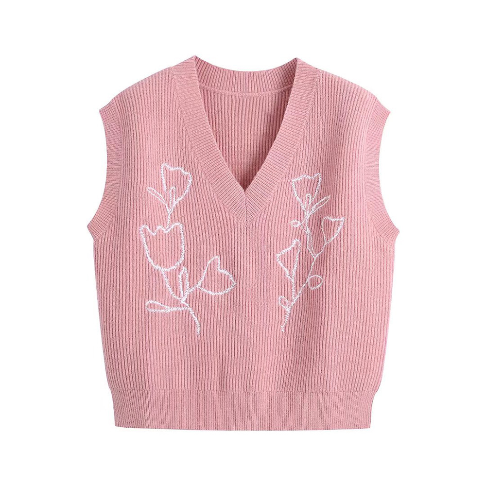 XIKOM Spring Women Sweaters 2022 Solid Women Vest Top Sleeveless Floral Knitted Vest Sweater Women Casual Sweater Oversize Vest alx