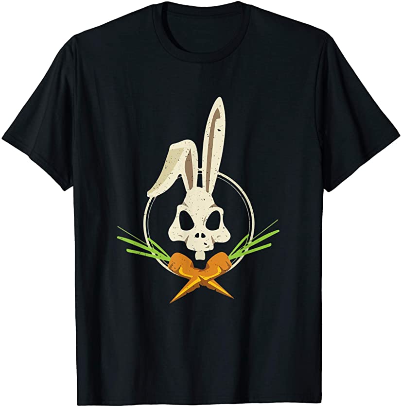 Skull Rabbit Crossbones Carrots Easter Day T-Shirt