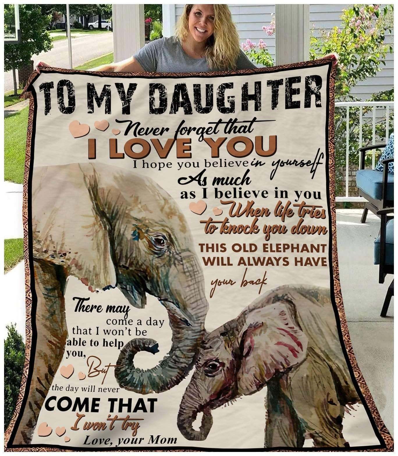 Personalized Elephant Couple To My Daughter Fleece Blanket From Mom I Hope You Believe In Yourself Great Customized Blanket Gifts For Birthday Christmas Thanksgiving