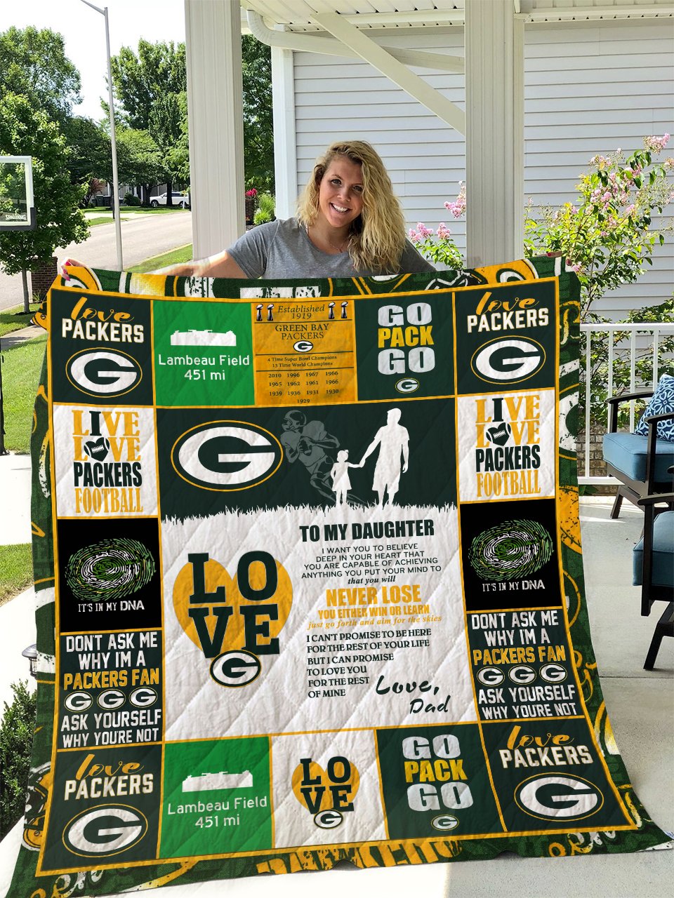 Green Bay Packers – To My Daughter – Love Dad Quilt