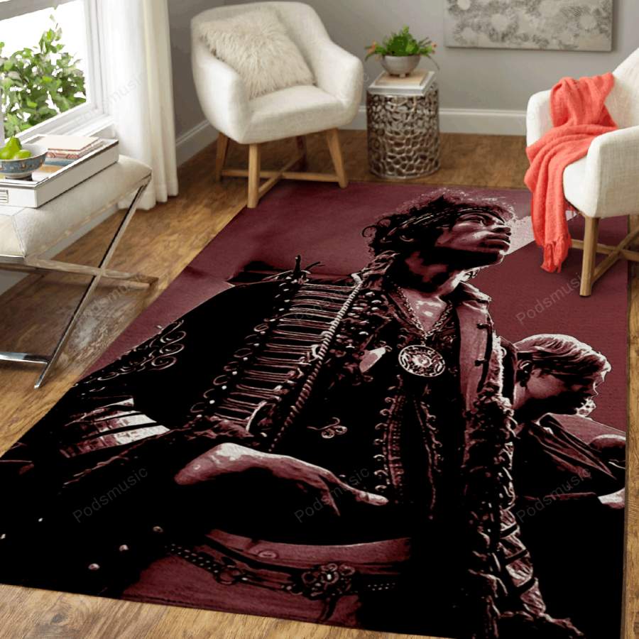 Jimi Hendrix With Light – Music Legend Art For Fans Area Rug Living Room C …