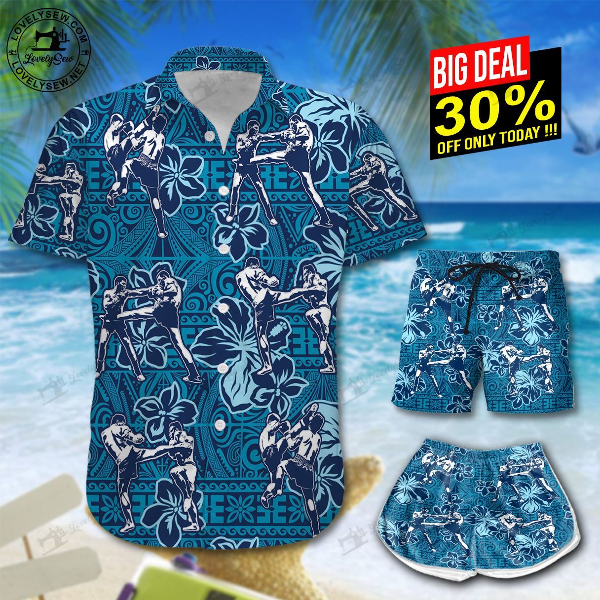 Muay Thai Hawaiian Shirt Shorts Ha1480