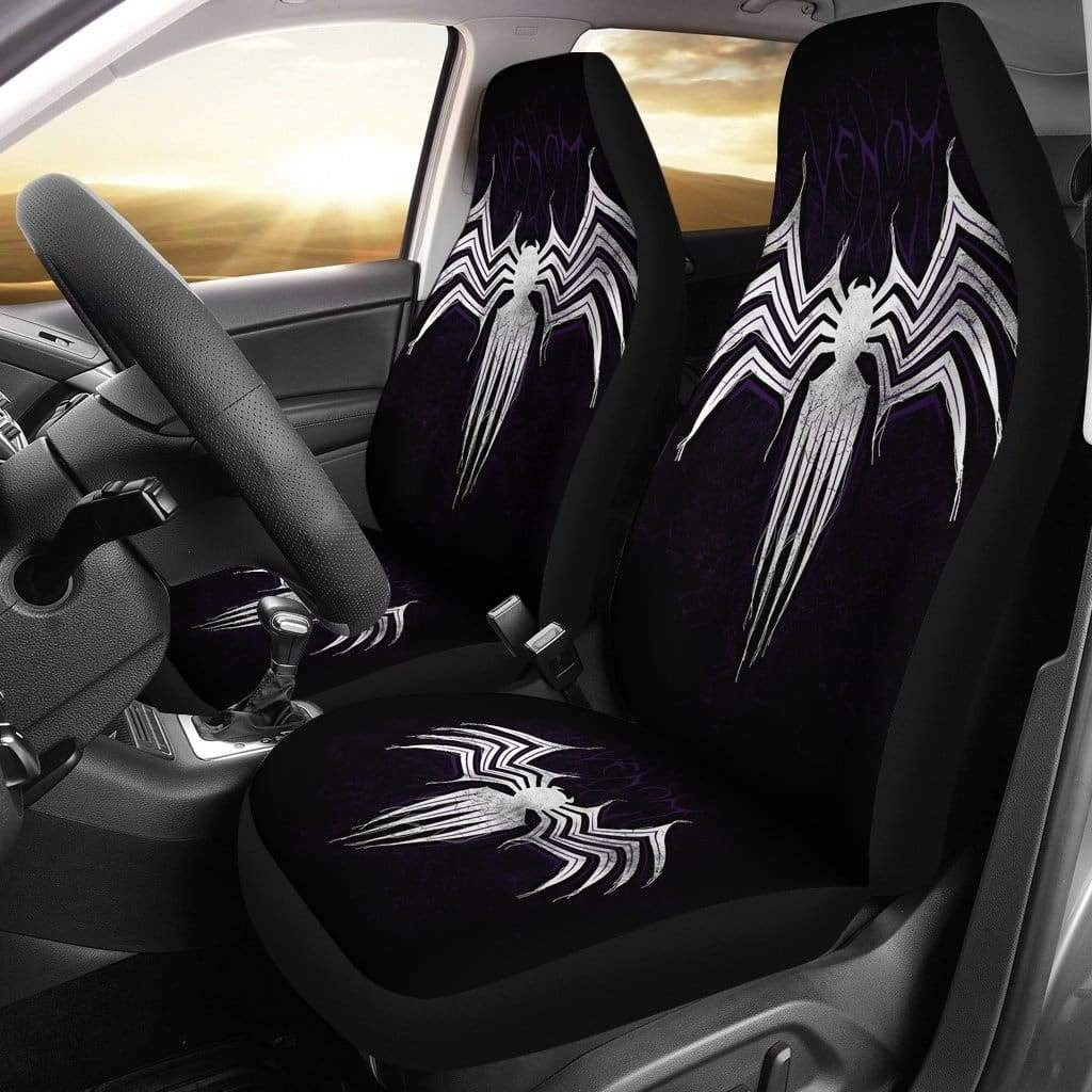 Venom Car Seat Cover – Seat Covers With Leather Pattern Print Will Get 2 Pcs