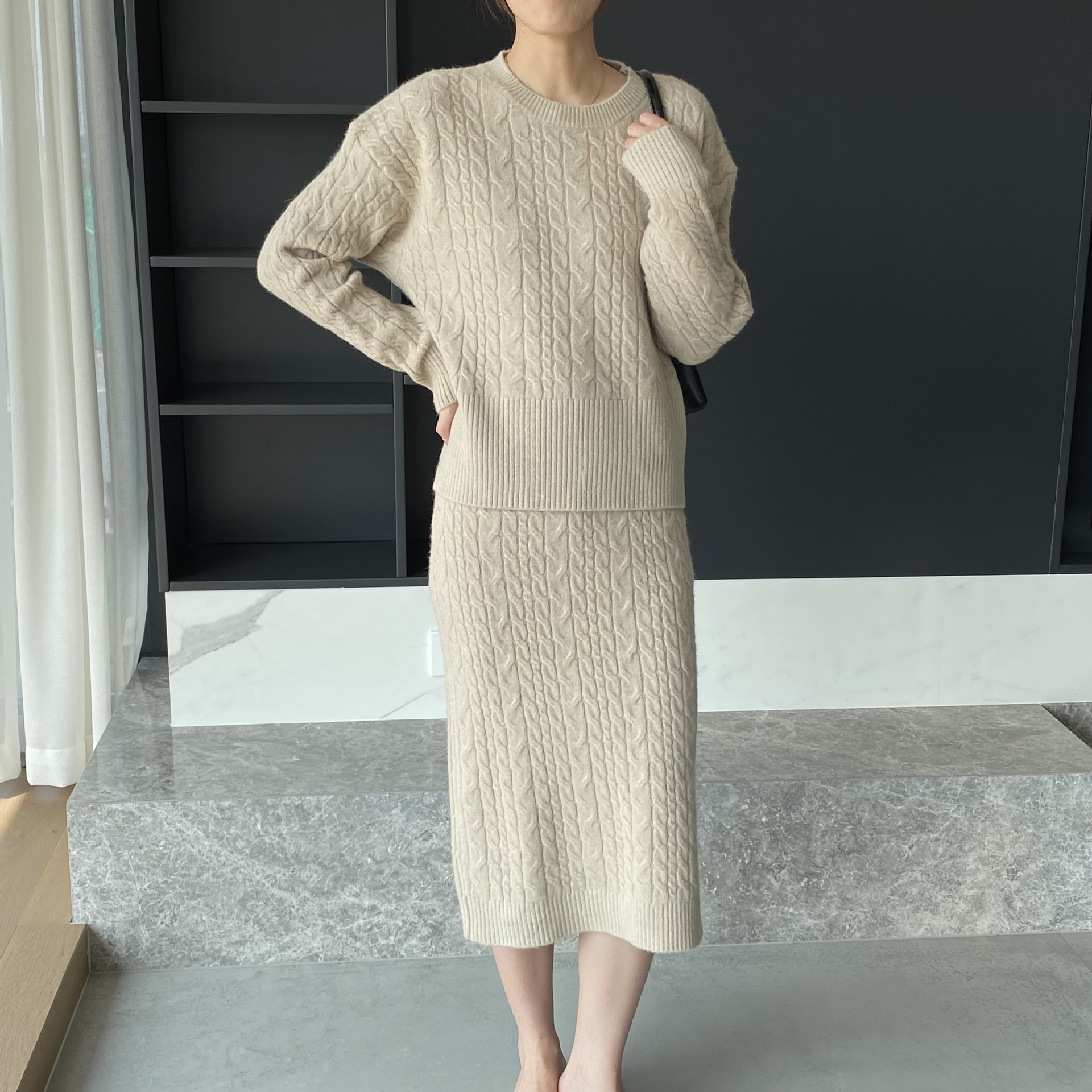 2022 Fall Winter Retro Twist Knitted Sweater and Skirts Two Pieces Set Pullover Female Korean Style Outfit Suits Women Knit Tops alx