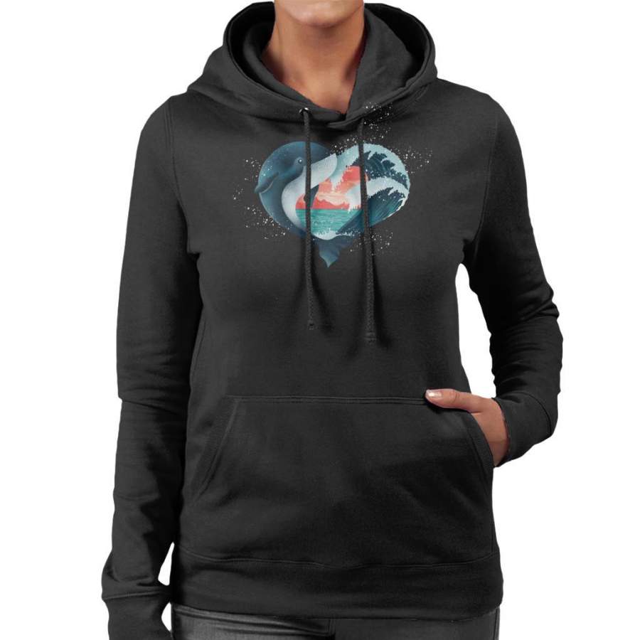 Heart Animals Whale Women’s Hooded Sweatshirt