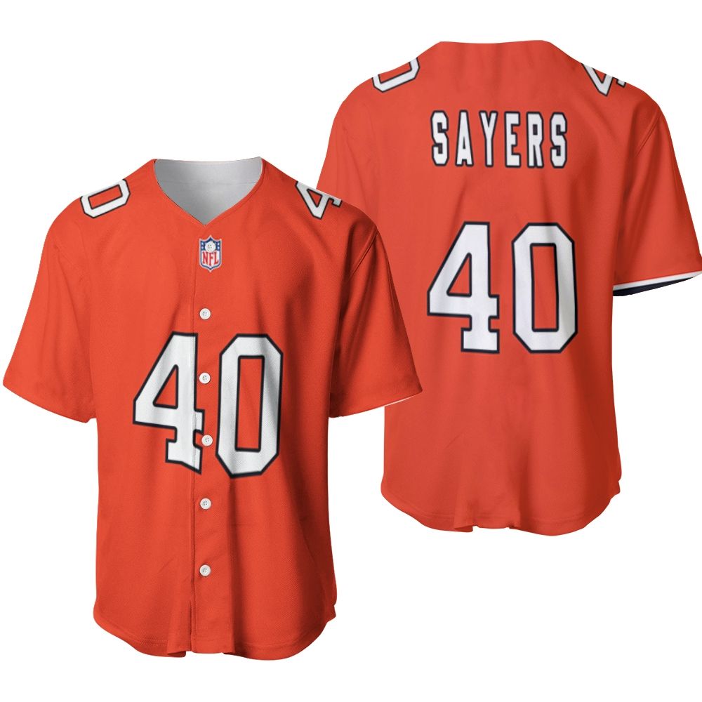 Chicago Bears Gale Sayers #40 NFL Great Player American Football Team Custom Game Orange 3D Designed Allover Gift For Bears Fans Baseball Jersey