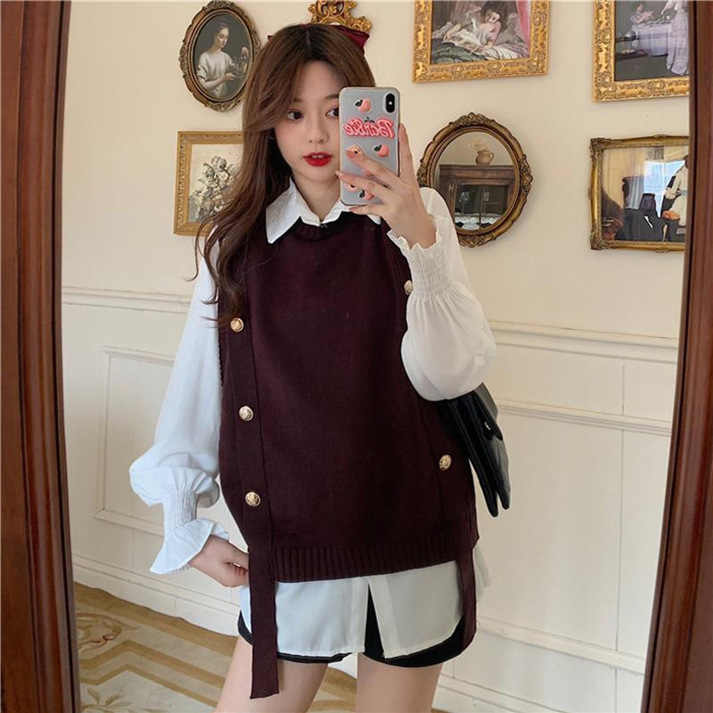 Women Autumn Sweaters Vest O-Neck Brief Elegant Female Knitwear Casual Sleeveless Tops Korean Fashionable Knitted Pullovers alx