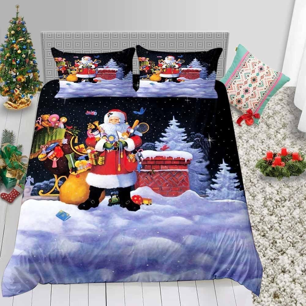 Santa Claus King Cartoon Christmas Gifts For Kids 3D Bedding Set Bedroom Decor