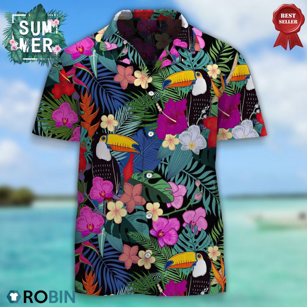 Tropical Parrot Birds And Jungle Flowers Hawaiian Shirt