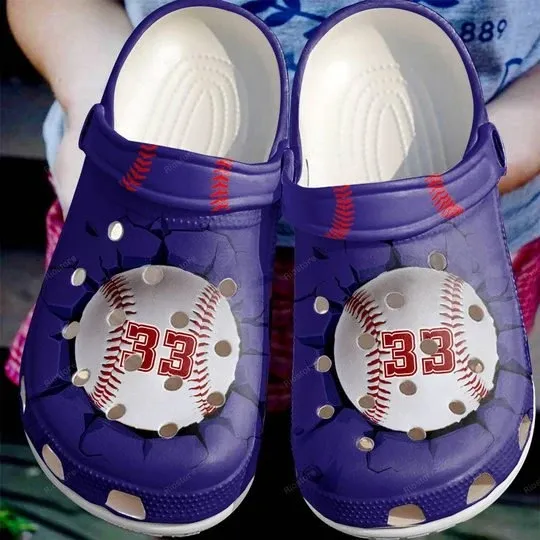 Baseball Lover Royal Navy Personalize Clog Custom Crocss Clog Number On Sandal Fashion Style Comfortable For Women Men Kid