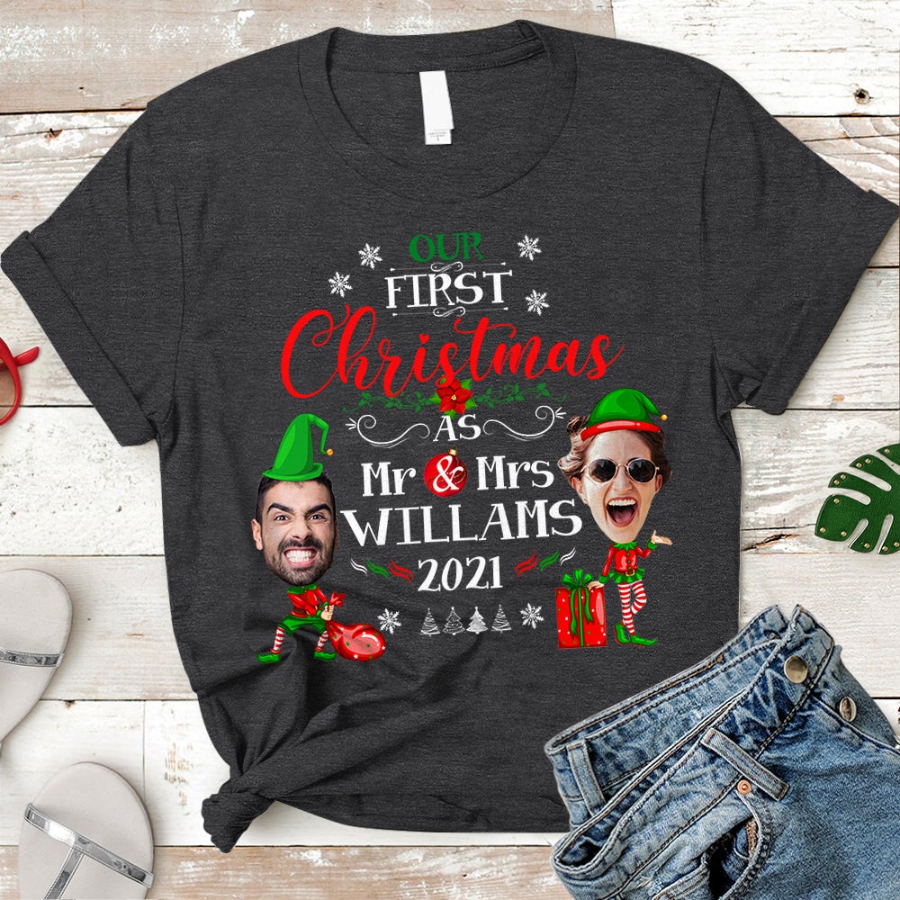 Personalized Mr And Mrs Christmas Shirt Our First Christmas As Mr And Mrs Funny Shirt