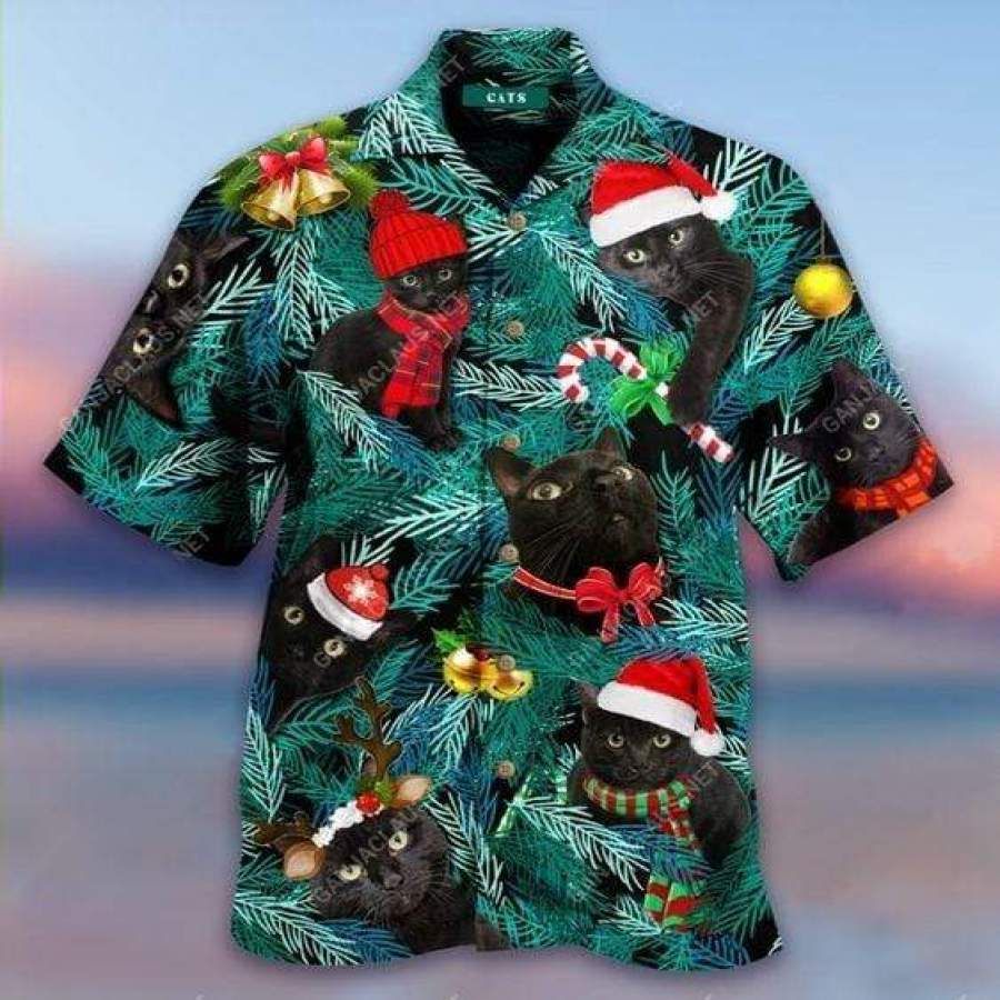 Hawaii Aloha Shirts Enjoy Christmas With Black Cat Ha103516