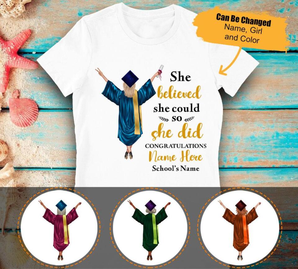 Personalized Graduation Girl She Did It Custom T Shirts, Gifts For Friend – Trending Personalized