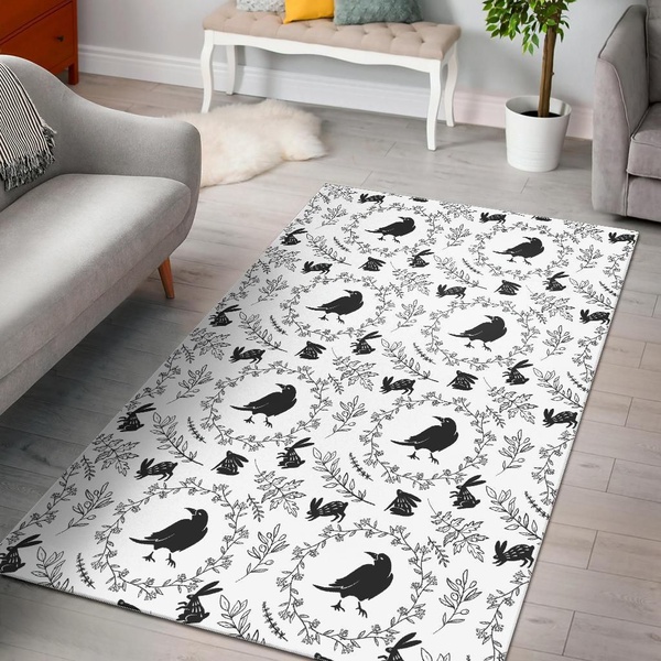 Crows Floral Wreath Rabbit Pattern Dhcdhc Dt1910 Rug