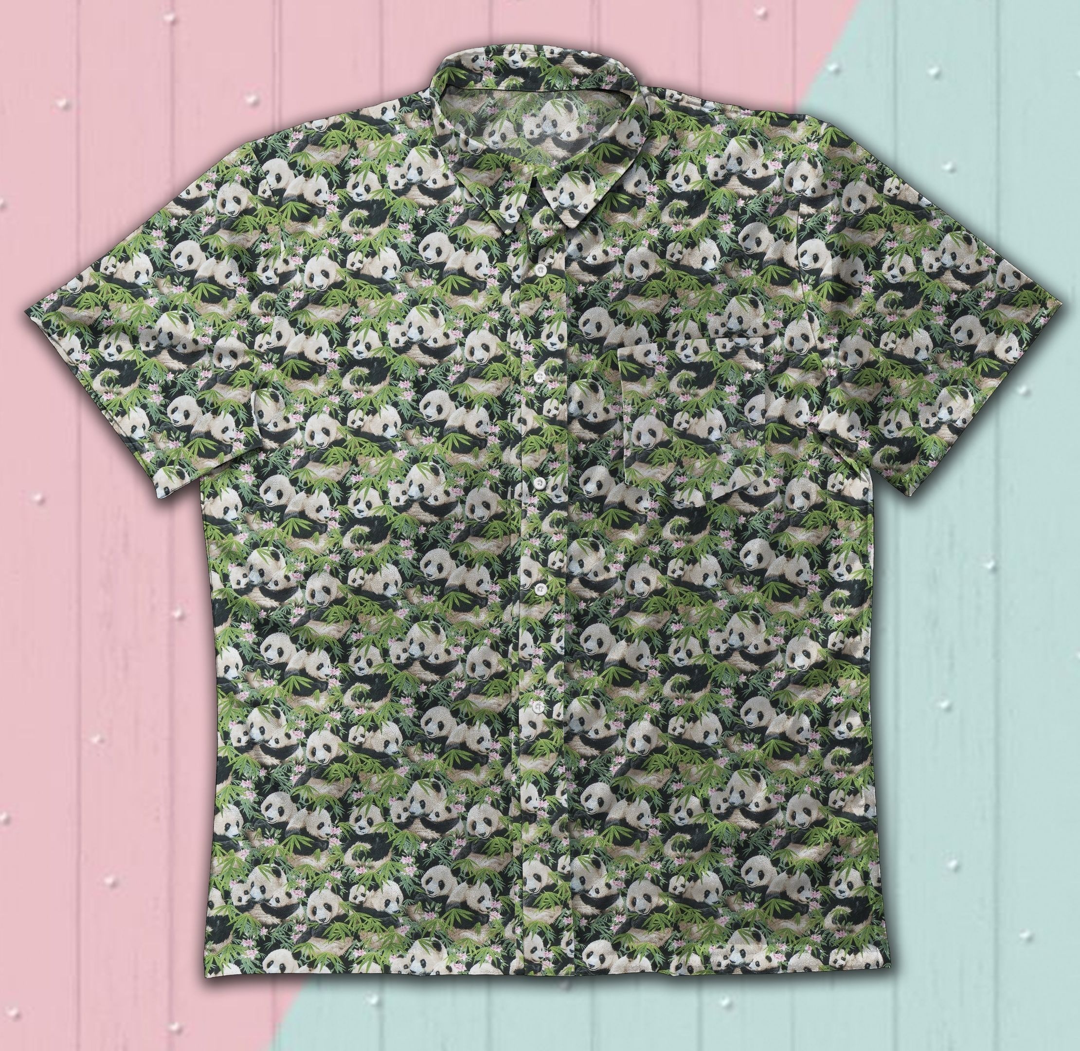 Animal Panda Vintage Cotton Hawaiian Shirt-Zx11166