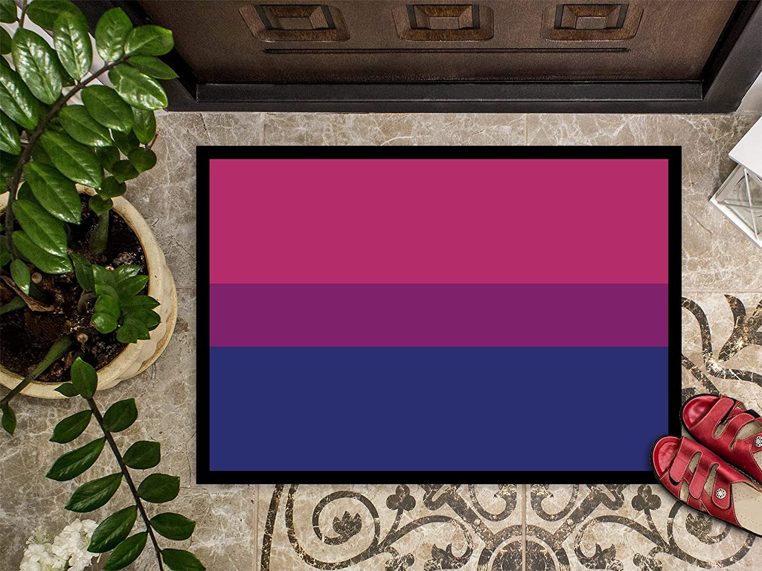 Bisexual Pride Door Mat, Indoor Rug Or Outdoor Welcome Pride Lgbt Mat 18X27 Doormat