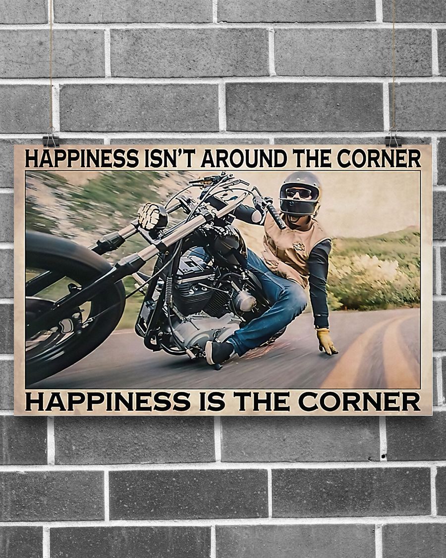 Motorcycle – Happiness Is The Corner Horizontal Canvas And Poster | Wall Decor Visual Art
