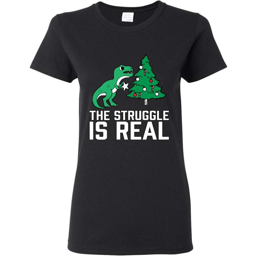 Christmas Trex The Struggle is Real Ugly Christmas Sweater Christmas Womens Graphic T-Shirt