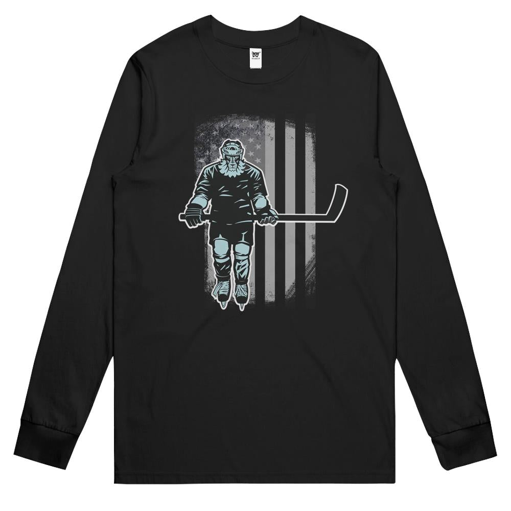 American Lion Hockey Player Long Sleeve T Shirts