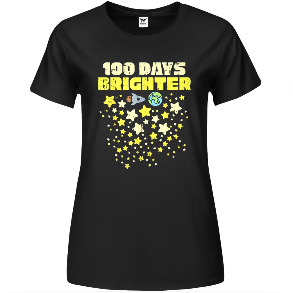 100 Days Brighter Shirt 100Th Day Of School Stars Rocket Premium Womens T Shirts