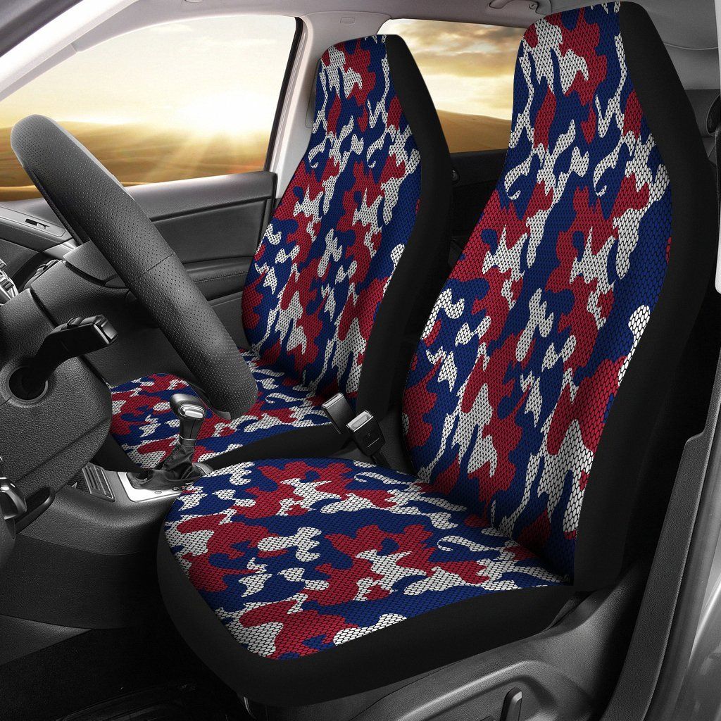 New York Giants Inspired Hex Camo Micro Fiber Car Seat Covers SUV Seat Covers Truck Seat Covers