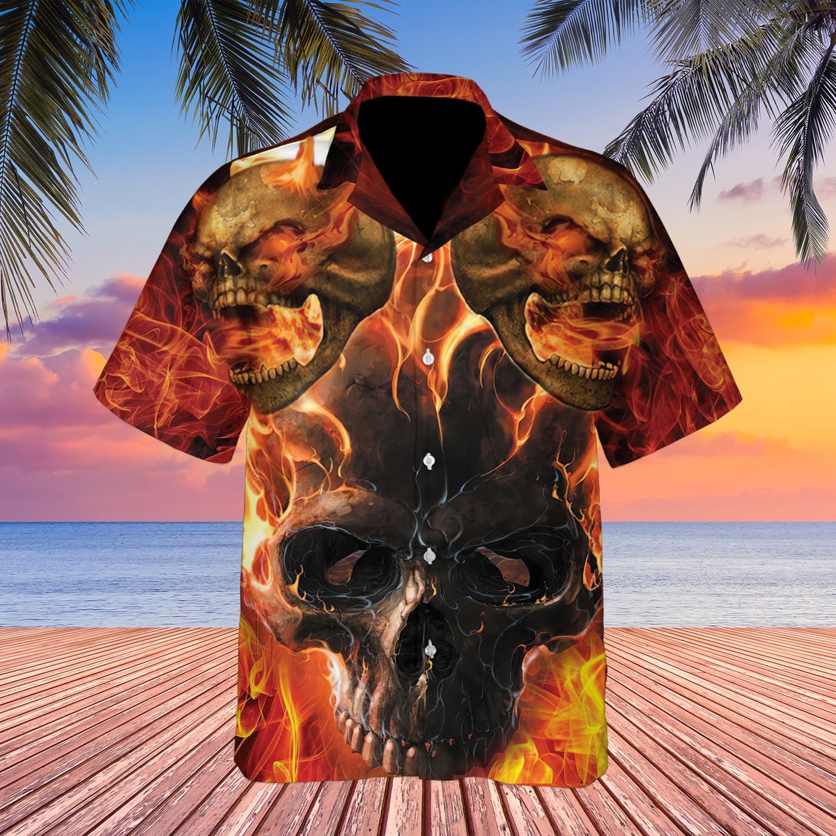 Burning Skull Aloha Hawaii Shirts Unisex Ha103433