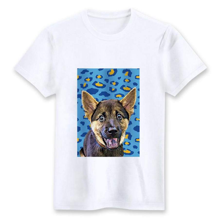 Custom T-shirt – Blue And Yellow Leopard Pattern