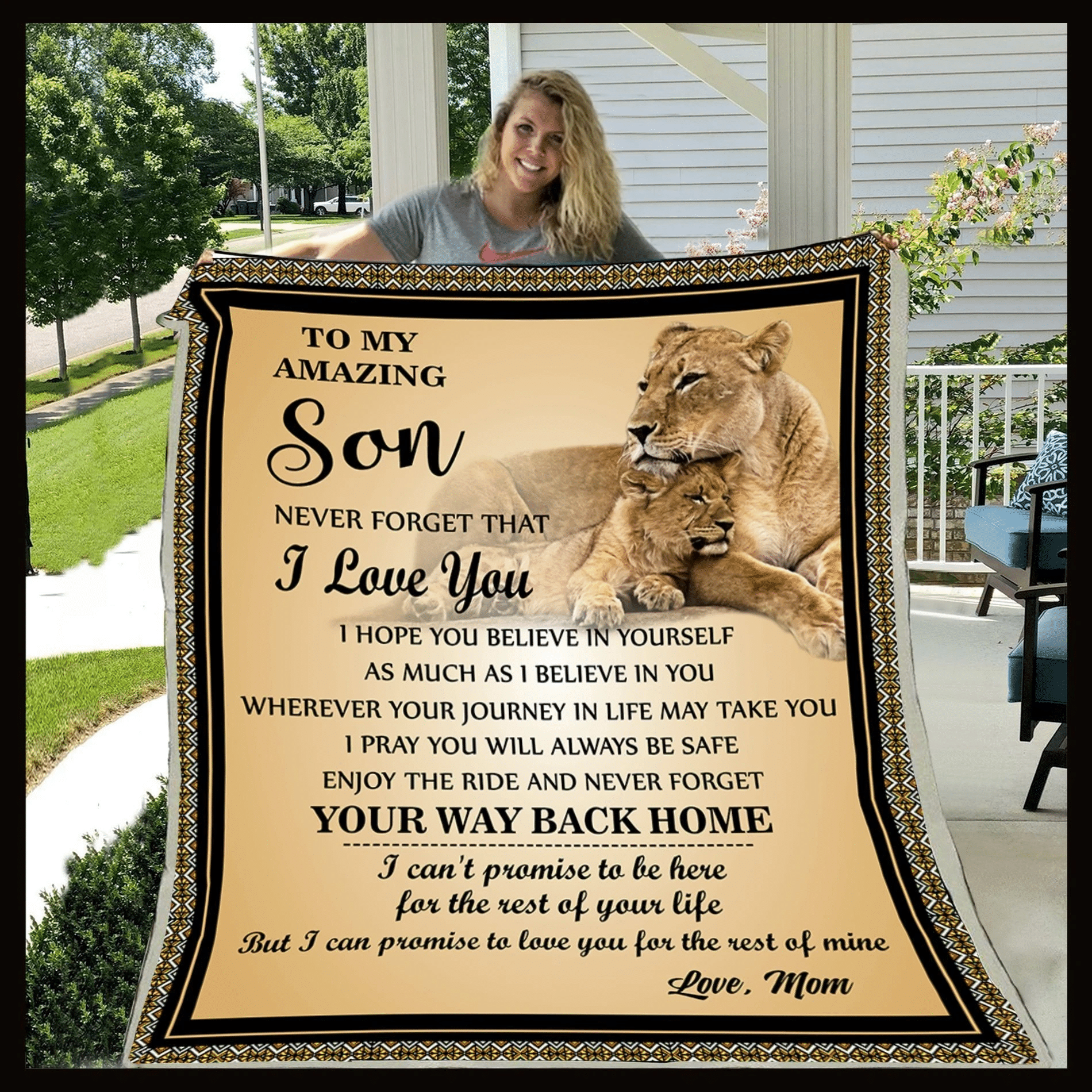 To My Amazing Son I Believe In You Love Mom Lion Cozy Fleece Blanket Sherpa Blanket