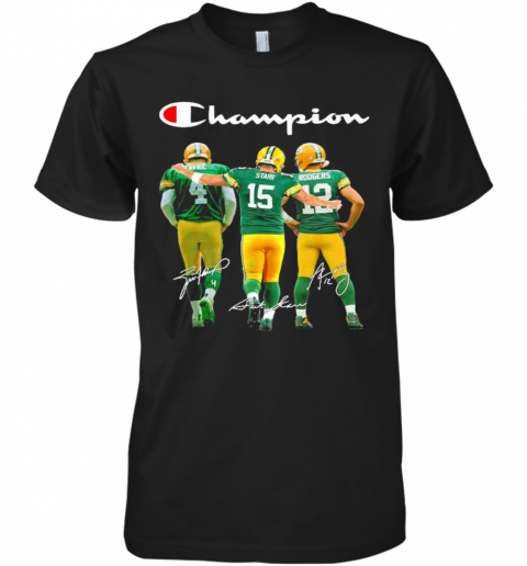 Green Bay Packers Favre Starr Rodgers Champions Signatures Premium Men’S T-Shirt