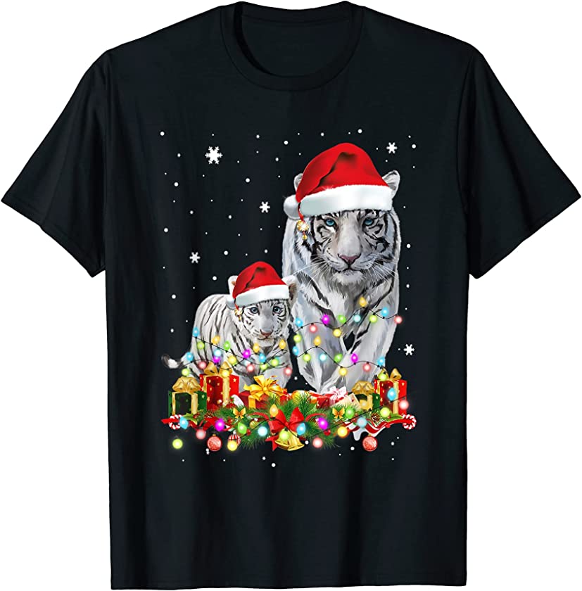 White Tiger Reindeer Christmas Decoration X-mas Santa Hat T-Shirt