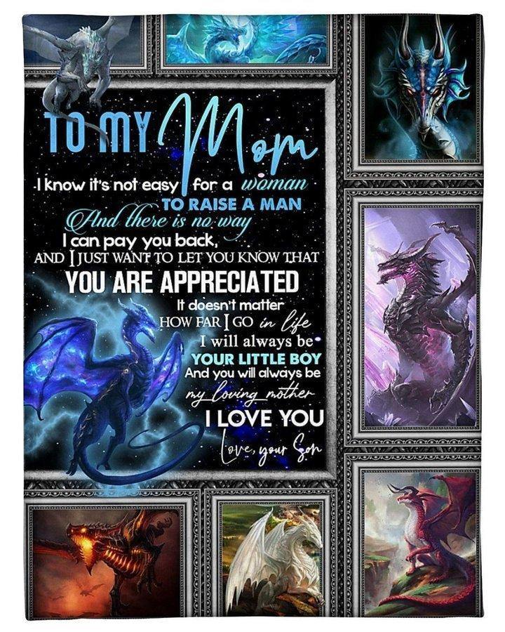 [Personalized Name] Dragon I Will Always Be Your Little Boy –  Gift For Mommy, Gift For Home Decor, Gift For Family  – Custom Fleece Blanket