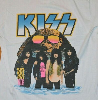 *1990 Kiss* Vintage Rare Rock Concert Tour Tee T-shirt (l/) 1980’s Glam Metal 5356