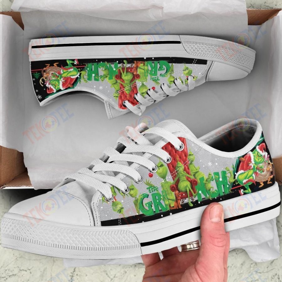 Mens Womens The Grinch Character Low Top Shoes Custom Print Footwear Converse Sneakers TMT705