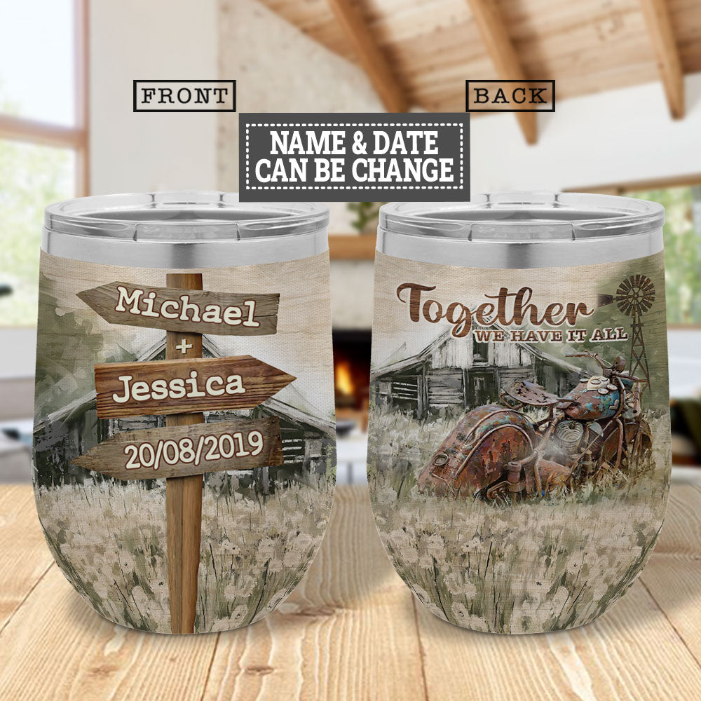 Personalized Motorcycle Couple Customized Hlmz0607011Z Wine Tumbler